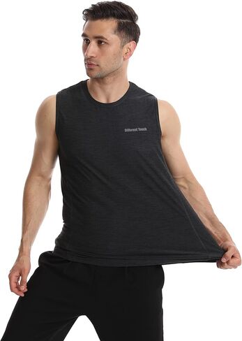 Different Touch Men’s 2 Pack Active Gym Workout Sleeveless Shirts Quick Dry Crew Neck Muscle Tank Top in Saudi Arabia