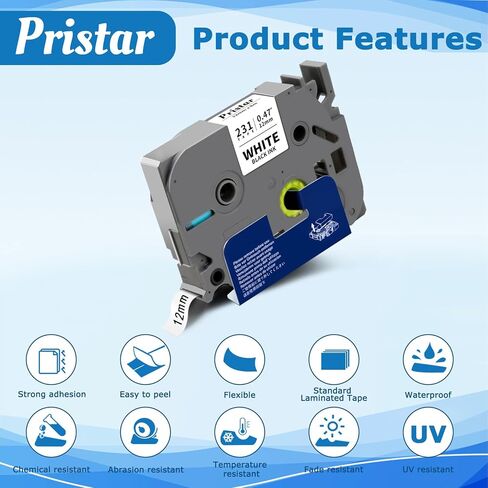 Pristar 6 عبوات متوافقة مع Brother P Touch Label Tape بديل لـ TZe-231 TZ-231 TZe-431 TZe-531 TZe-631 TZe-731 TZe 12 مم 0.47 شريط صانع ملصقات مصفح متعدد الألوان لـ PT-D210 H110 D220 D410 D600 in Kuwait