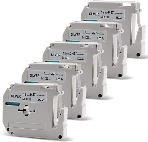 شريط ملصقات شفاف Absonic MK131 متوافق مع Brother Mk-131 M-K131 M131 M-131 0.47 بوصة 1/2 بوصة 12 مم P Touch M شريط شفاف لأخيه PT-M95 PT-70bm PT-90 PT-80 PT-65 PT-70SR صانع الملصقات PT-85، 5 عبوات in Kuwait