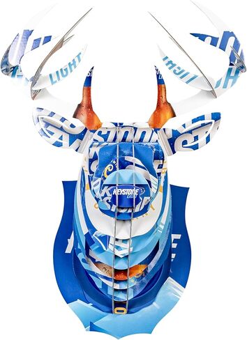 BEER DEER Keystone Light Deer Head ثلاثي الأبعاد من الورق المقوى المثبت على الحائط | ديكور كهف الرجل | مُصمم للكراجات والحانات والغرف الريفية ومحبي البيرة | سهل التجميع وتصميم متين in Saudi Arabia