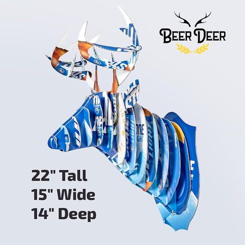 BEER DEER Keystone Light Deer Head ثلاثي الأبعاد من الورق المقوى المثبت على الحائط | ديكور كهف الرجل | مُصمم للكراجات والحانات والغرف الريفية ومحبي البيرة | سهل التجميع وتصميم متين in Saudi Arabia