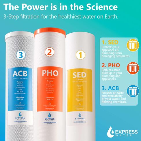 نظام تصفية المياه للمنزل بالكامل من Express Water - نظام تنقية المياه ثلاثي المراحل مع مرشحات الرواسب والجاك والكربون - تقليل الكلور - مياه الشرب النظيفة in Saudi Arabia