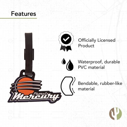حقيبة علامة الأمتعة من Desert Cactus Phoenix Mercury Team WNBA للسيدات، الرابطة الوطنية لكرة السلة (علامة الأمتعة البلاستيكية) in Saudi Arabia