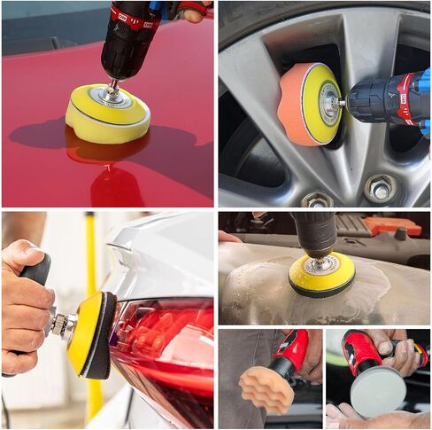 POLIWELL Car Headlight Restoration Kit, 3 Inch Car Polishing Sanding Discs Kit, 3 in Sandpaper Grit 320-5000 Headlights Sanding Sheets with 1/4" Shank Backing, Buffing Sponge Pads for Drill, 52 PCS in Saudi Arabia