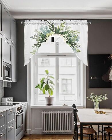 Rustic Mushroom Swag Kitchen Curtain Sets with Valance,3 Pieces Rod Pocket Curtain Drapes for Bedroom Bathroom Cafe Windows,Butter-Fly Dragonfly Botanical Plant Leaves 56''x36''&24''x27.5''x2Panels in Saudi Arabia