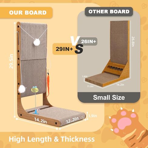Cat Scratcher, 29.5 Inch Large Size L Shape Cat Scratch Pad, Cat Scratching Cardboard with Cat Toy for Indoor Cats, Protecting Furniture Cat Scratch Pad in Kuwait