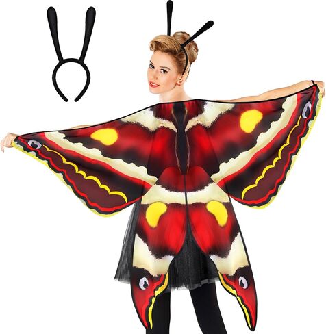iROLEWIN Butterfly-Wings for Adults Moth Costume for Women and Headband Masquerade Party Dress-up Family Gifts Teaching Toys in Saudi Arabia