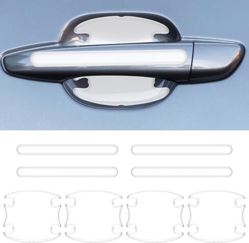 8PCS Car Door Handle Scratch Protector Set, Clear Transparent Guard Cover Avoiding Scratches, Auto Door Cup Protective Sticker for Most Door Handles in Saudi Arabia