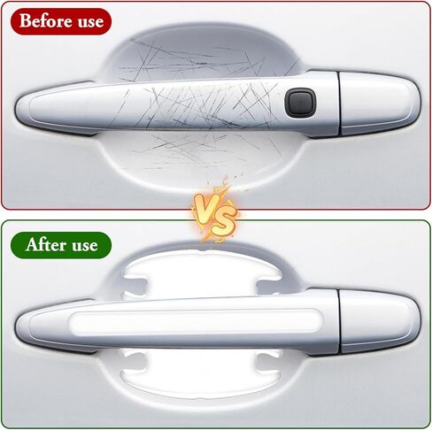 8PCS Car Door Handle Scratch Protector Set, Clear Transparent Guard Cover Avoiding Scratches, Auto Door Cup Protective Sticker for Most Door Handles in Saudi Arabia