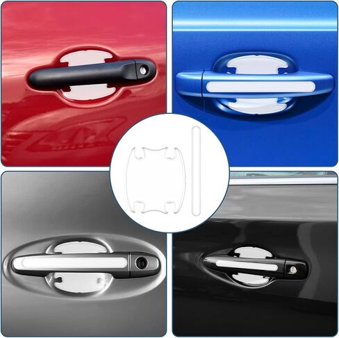 8PCS Car Door Handle Scratch Protector Set, Clear Transparent Guard Cover Avoiding Scratches, Auto Door Cup Protective Sticker for Most Door Handles in Saudi Arabia