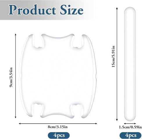 8PCS Car Door Handle Scratch Protector Set, Clear Transparent Guard Cover Avoiding Scratches, Auto Door Cup Protective Sticker for Most Door Handles in Saudi Arabia