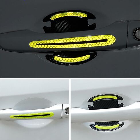 8 Pcs Universal Car Door Scratch Protector Reflective Stickers Door Handles Paint Scratches Protective Film Vinyl (Yellow) in Saudi Arabia
