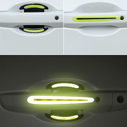 8 Pcs Universal Car Door Scratch Protector Reflective Stickers Door Handles Paint Scratches Protective Film Vinyl (Yellow) in Saudi Arabia