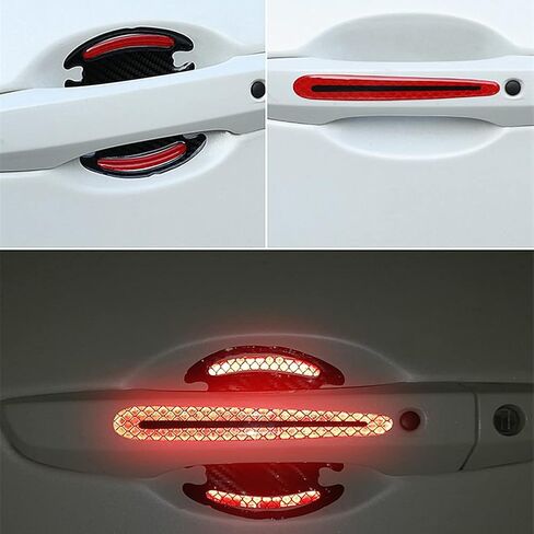 8 Pcs Universal Car Door Scratch Protector Reflective Stickers Door Handles Paint Scratches Protective Film Vinyl (Yellow) in Saudi Arabia