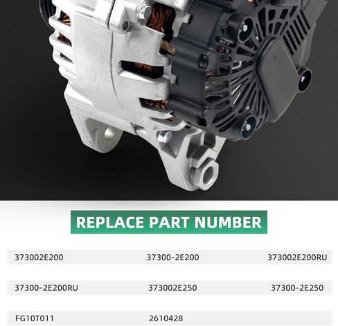 مولد كهربائي 373002E200 يناسب Hyundai Elantra/Elantra GT/Elantra Coupe | لكيا سول/فورتي/فورتي5/فورتي كوب، 2011-2018 #12 فولت/90 أمبير في اتجاه عقارب الساعة، بكرة قابض 6 أخدود in Saudi Arabia