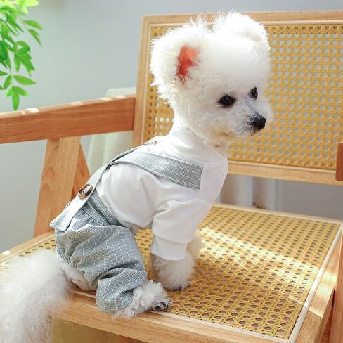 Top T Shirt and Plaid Pants Dog Jumpsuit for Small Dogs Girl Summer Puppy Clothes Dog Overalls Boy Girl Dogs Classic in Saudi Arabia