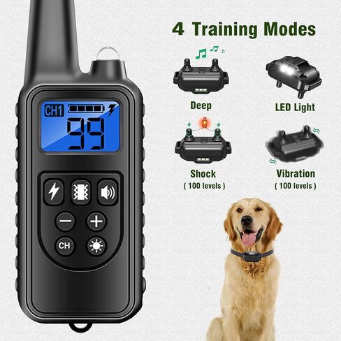 Dog Shock Collar, Dog Training Collar with Remote, Rechargeable Waterproof Electric Training Collar with 4 Modes,Beep, Vibration, Shock and Light, for Small Medium Large Dogs (Black2) in Saudi Arabia