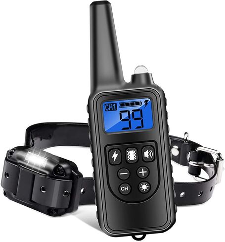 Dog Shock Collar, Dog Training Collar with Remote, Rechargeable Waterproof Electric Training Collar with 4 Modes,Beep, Vibration, Shock and Light, for Small Medium Large Dogs (Black2) in Saudi Arabia