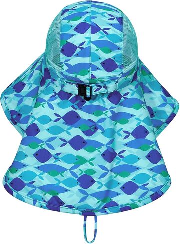 Toddler Sun Hat Boys Girls Kids Sun Hat UPF 50+ Sun Protection Mesh Adjustable Summer Beach Hats with Neck Flap Wide Brim in Saudi Arabia
