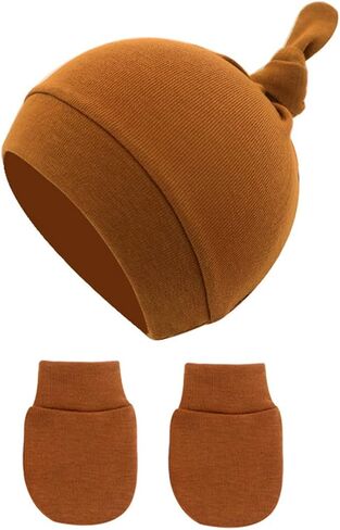 12 Pieces Newborn Baby Preemie Hats and Mittens Set No Scratch Preemie Gloves Cotton Beanie Hospital Cap for 0-6 Months in Saudi Arabia