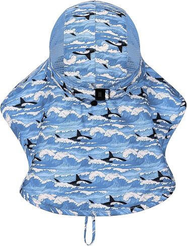 Toddler Sun Hat Boys Girls Kids Sun Hat UPF 50+ Sun Protection Mesh Adjustable Summer Beach Hats with Neck Flap Wide Brim in Saudi Arabia