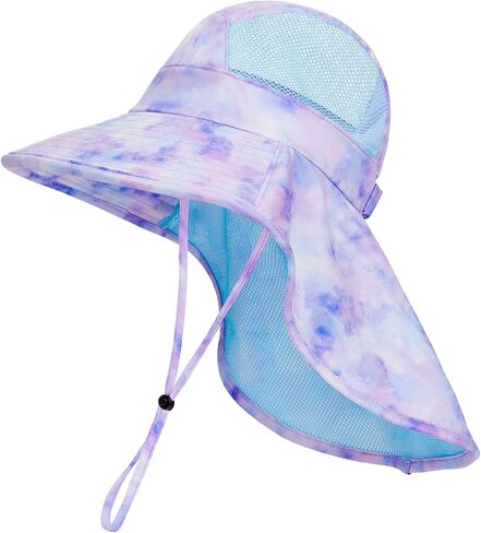 Toddler Sun Hat Boys Girls Kids Sun Hat UPF 50+ Sun Protection Mesh Adjustable Summer Beach Hats with Neck Flap Wide Brim in Saudi Arabia