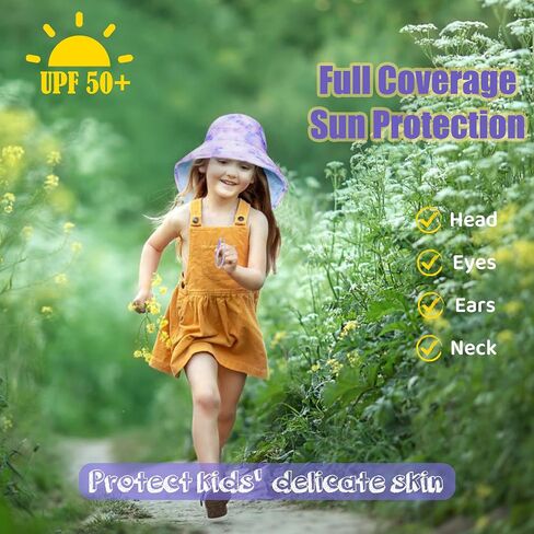 Toddler Sun Hat Boys Girls Kids Sun Hat UPF 50+ Sun Protection Mesh Adjustable Summer Beach Hats with Neck Flap Wide Brim in Saudi Arabia
