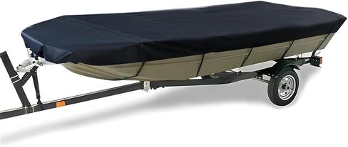 210D Marine Grade Boat Cover- Water Proof Heavy Duty Trailerable Replacement for Jon Boat-Black, Black in Saudi Arabia