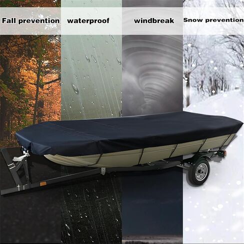 210D Marine Grade Boat Cover- Water Proof Heavy Duty Trailerable Replacement for Jon Boat-Black, Black in Saudi Arabia
