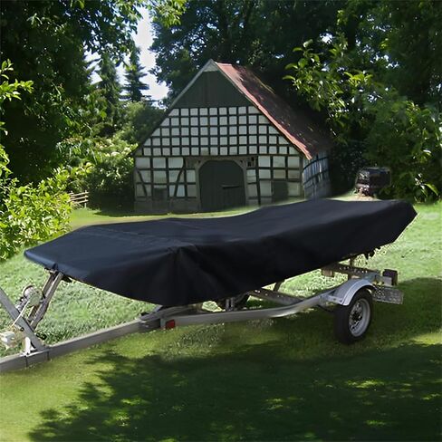210D Marine Grade Boat Cover- Water Proof Heavy Duty Trailerable Replacement for Jon Boat-Black, Black in Saudi Arabia