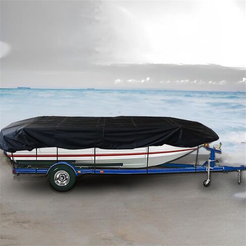 210D Marine Grade Boat Cover- Water Proof Heavy Duty Trailerable Replacement for Jon Boat-Black, Black in Saudi Arabia