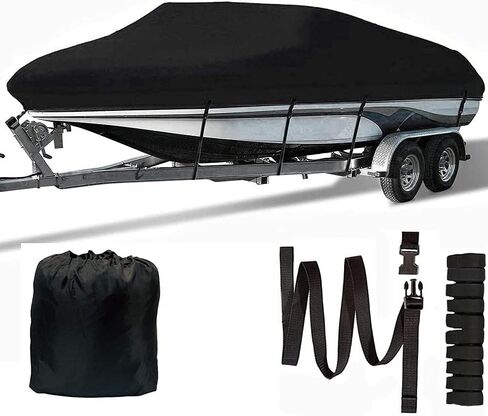 Waterproof Trailerable Runabout Boat Cover with Carrying Bag Fit V-Hull, Bass Boat, Tri-Hull, Fishing Boat, Runabout, Pro-Style (20FT-22FT) in Saudi Arabia