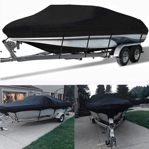 Waterproof Trailerable Runabout Boat Cover with Carrying Bag Fit V-Hull, Bass Boat, Tri-Hull, Fishing Boat, Runabout, Pro-Style (20FT-22FT) in Saudi Arabia