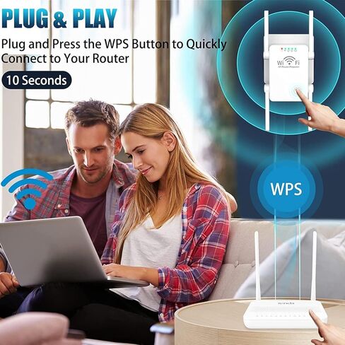 موسع واي فاي معزز إشارة الإنترنت ومكبر للصوت يصل إلى 8500 قدم مربع - مكرر واي فاي طويل المدى للمنزل، مع منفذ إيثرنت ووضع نقطة الوصول، يدعم 40 جهازًا، إعداد سهل بلمسة واحدة ii in Kuwait