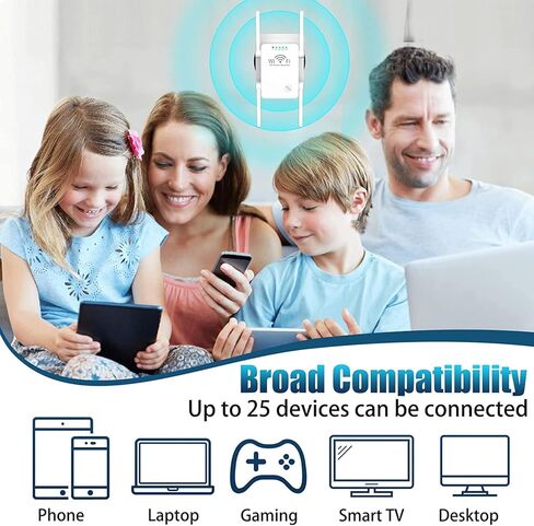 موسع واي فاي معزز إشارة الإنترنت ومكبر للصوت يصل إلى 8500 قدم مربع - مكرر واي فاي طويل المدى للمنزل، مع منفذ إيثرنت ووضع نقطة الوصول، يدعم 40 جهازًا، إعداد سهل بلمسة واحدة ii in Kuwait