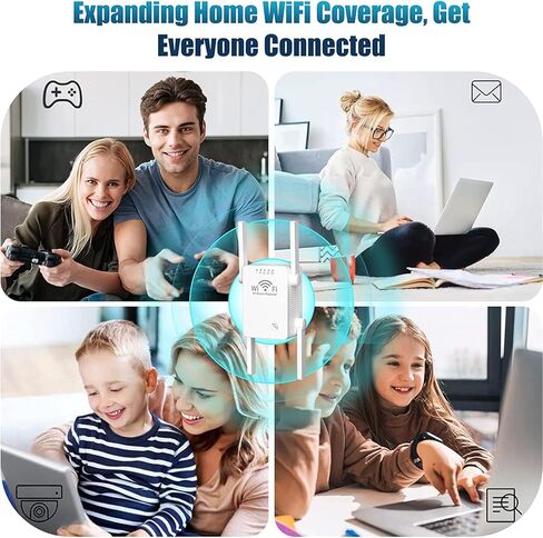 موسع واي فاي معزز إشارة الإنترنت ومكبر للصوت يصل إلى 8500 قدم مربع - مكرر واي فاي طويل المدى للمنزل، مع منفذ إيثرنت ووضع نقطة الوصول، يدعم 40 جهازًا، إعداد سهل بلمسة واحدة ii in Kuwait
