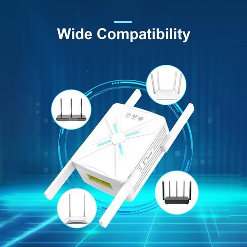 2024 Enhanced WiFi Extender | 4X Faster, Dual Band 5GHz/2.4GHz Longest Range Up to 9,800 sq.ft| Supports 40+ Device | Internet Repeater with 2 Ethernet Port| Seamless Setup | for Multiple Device Users in Kuwait