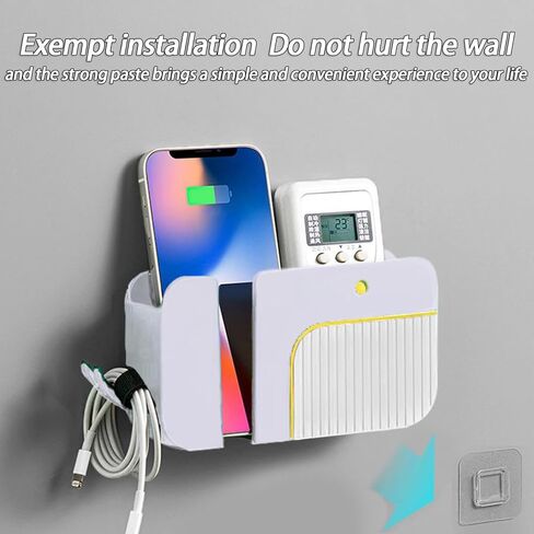 Bedside Organizer Nonporous Adhesive Remote Control Holder - Wall Mount Storage for Home, Dormitory, and Car Universal Wall Phone Holder，Multipurpose Storage Box（Green） in Saudi Arabia