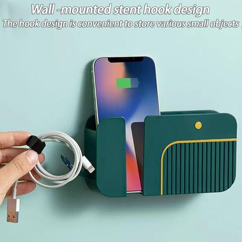 Bedside Organizer Nonporous Adhesive Remote Control Holder - Wall Mount Storage for Home, Dormitory, and Car Universal Wall Phone Holder，Multipurpose Storage Box（Green） in Saudi Arabia