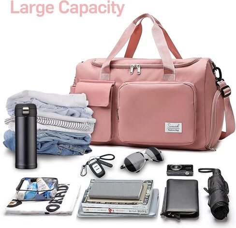 حقيبة سفر لليوجا من القماش الخشن مع حجرة للأحذية وحقيبة يد رياضية للصالة الرياضية مع جيب منفصل جاف ورطب لتدريب الرجال والنساء، حقيبة ليلية/عطلة نهاية الأسبوع in Kuwait