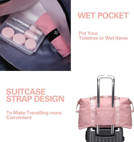 حقيبة سفر لليوجا من القماش الخشن مع حجرة للأحذية وحقيبة يد رياضية للصالة الرياضية مع جيب منفصل جاف ورطب لتدريب الرجال والنساء، حقيبة ليلية/عطلة نهاية الأسبوع in Kuwait