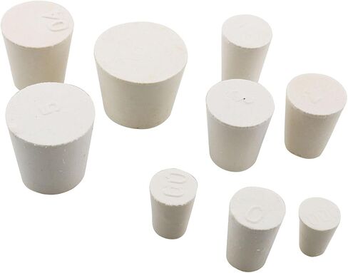 مختبر المكونات المطاطية RLECS 26IN1 000 # - 8 # أحجام سدادة مطاطية بيضاء صلبة Bungs قارورة مختبر أنبوب مدبب مخروطي ختم سدادة طرفية in Saudi Arabia