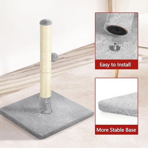 Cat Scratching Post 24.4 Inch Tall Cat Scratch Post with Natural Sisal Rope and Hanging Ball Cat Post Scratcher for Indoor Cats, Dark Grey in Saudi Arabia