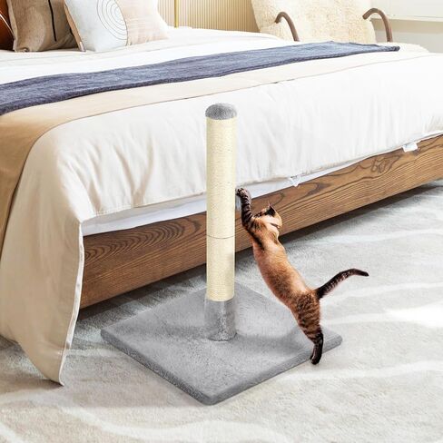 Cat Scratching Post 24.4 Inch Tall Cat Scratch Post with Natural Sisal Rope and Hanging Ball Cat Post Scratcher for Indoor Cats, Dark Grey in Saudi Arabia
