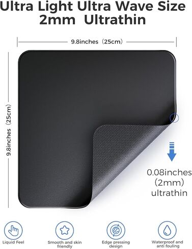 Smooth Gaming Mouse Pad, Cool Desk Mouse Pad with Anti-Slip Rubber Base, Waterproof Washable 9.8 * 9.8 Inch (Clear Black) in Saudi Arabia