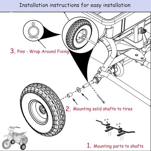 عجلات تدريب الدراجة الترابية 50cc 49cc، عجلات تدريب للدراجات الترابية، متوافقة مع ماكينة الحلاقة MX350 MX125 MX400 هوندا CRF50 XR50 Z50 Z50R yamaha PW50 TTR50 ktm جميع أنواع الدراجة الترابية 50CC، ضمان 5 سنوات in Kuwait