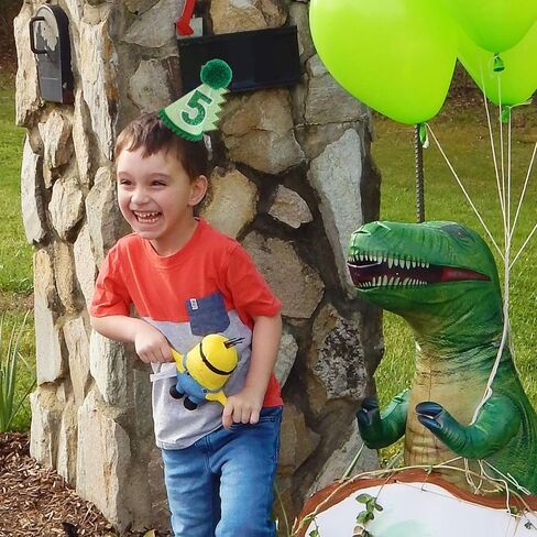 قبعة عيد ميلاد الديناصورات باللون الأخضر لعمر 5 سنوات، ديكورات قبعة عيد الميلاد للأطفال البنات والأولاد، مصنوعة يدويًا، قبعة طبيعية لحفلات أعياد الميلاد الأولى in Kuwait