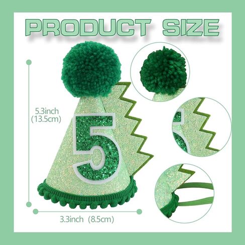 قبعة عيد ميلاد الديناصورات باللون الأخضر لعمر 5 سنوات، ديكورات قبعة عيد الميلاد للأطفال البنات والأولاد، مصنوعة يدويًا، قبعة طبيعية لحفلات أعياد الميلاد الأولى in Kuwait