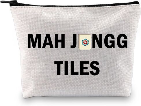 Gzrlyf Mah Jongg Tile Bag Mahjong Lover Gift Mahjong Player حقيبة مستحضرات التجميل ملحقات سحاب الحقيبة (MAH JONGG TILES1) in Kuwait
