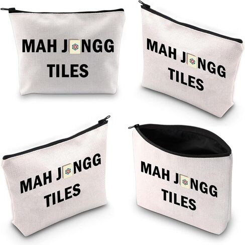 Gzrlyf Mah Jongg Tile Bag Mahjong Lover Gift Mahjong Player حقيبة مستحضرات التجميل ملحقات سحاب الحقيبة (MAH JONGG TILES1) in Kuwait